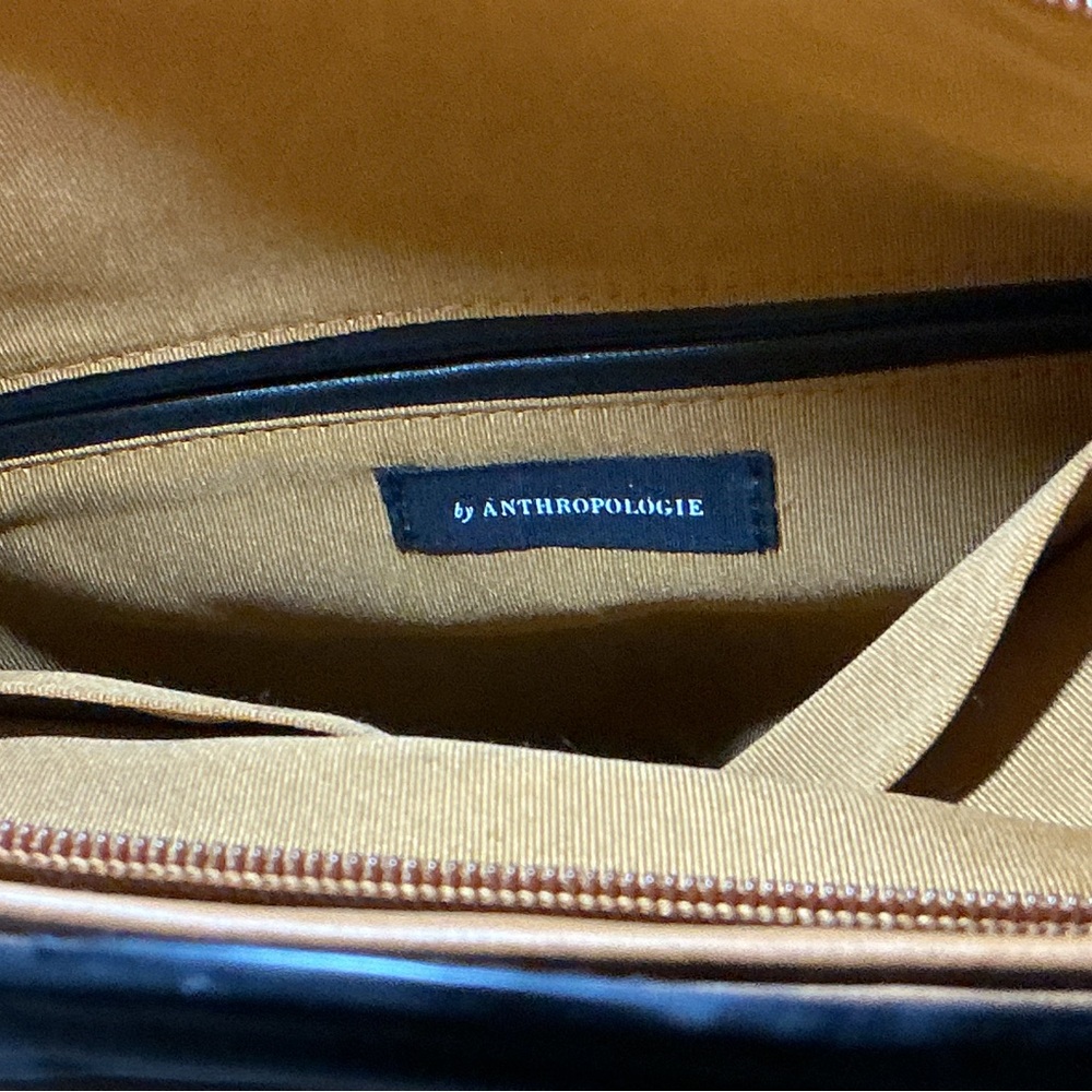 Anthropologie Camel Tan Clutch with Black Ring Handle - Picture 8 of 12